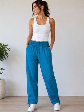 L.L. Bean Nylon Hiking Pants Teal Gorpcore Trail Utility Outdoor Windbreaker Pan
